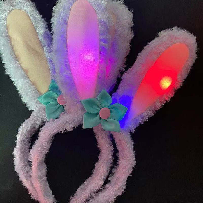 Wholesale headband hairpin hair claw set flash with light headband cute plush rabbit MOQ≥2 JDC-HD-YYang011