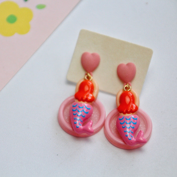 Wholesale 925 Silver Needle Cartoon Resin Earrings JDC-ES-XNWE011