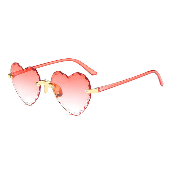 Wholesale PC Material Heart Sunglasses Frameless Gradient Sunglasses Women JDC-SG-AoMing003