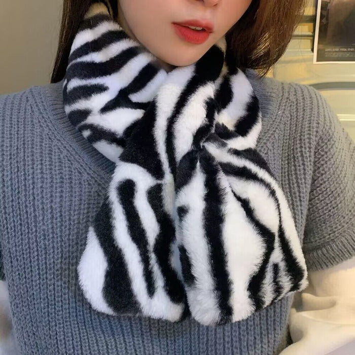 Wholesale Black and White Check Plush Scarf JDC-SF-Zibao001