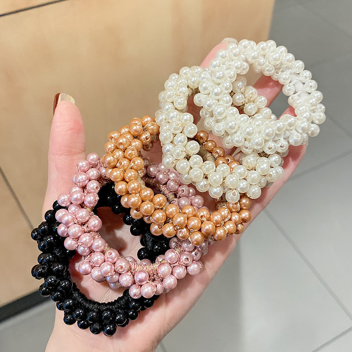 Jewelry WholesaleWholesale rubber band hair ring braided pearl hair tie JDC-HS-HuiDi005 Hair Scrunchies 惠迪 %variant_option1% %variant_option2% %variant_option3%  Factory Price JoyasDeChina Joyas De China