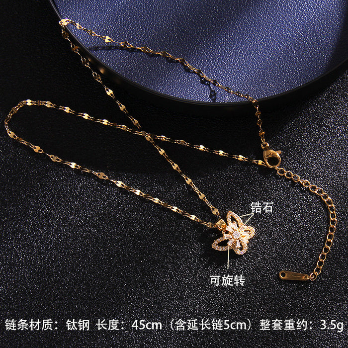 Jewelry WholesaleWholesale Rotary Pinwheel Copper Zircon Titanium Steel Necklace JDC-NE-RongS007 Necklaces 荣硕 %variant_option1% %variant_option2% %variant_option3%  Factory Price JoyasDeChina Joyas De China