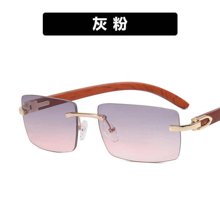 Wholesale Frameless Cut Edge Wood Grain Leg Sunglasses Men's Sunglasses JDC-SG-PLS067