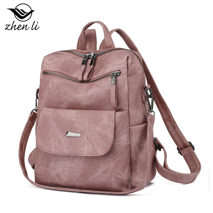 Wholesale Backpacks PU Solid Color Large Capacity JDC-BP-ZLD005