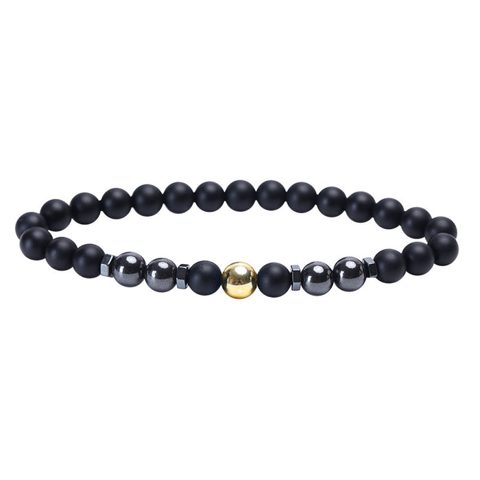 Wholesale Frosted Black Bead Magnet Anklet Retro Alabaster Color Stone Magnetic Anklet JDC-AS-JIai005