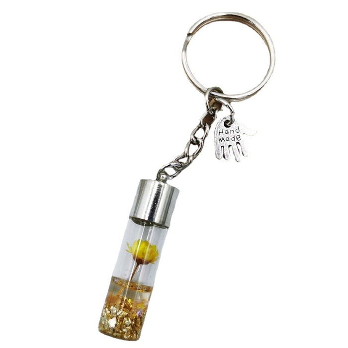 Jewelry WholesaleWholesale dried flower glass bottle pendant keychain MOQ≥2 JDC-KC-QiShi015 Keychains 奇释 %variant_option1% %variant_option2% %variant_option3%  Factory Price JoyasDeChina Joyas De China