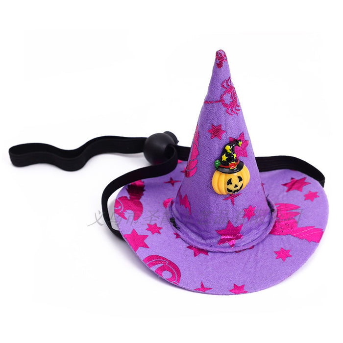 Wholesale Halloween Spider Web Witch Hat Elastic Headband Pet Pumpkin Hat Hair Accessories  MOQ≥2 JDC-HD-ShengX003