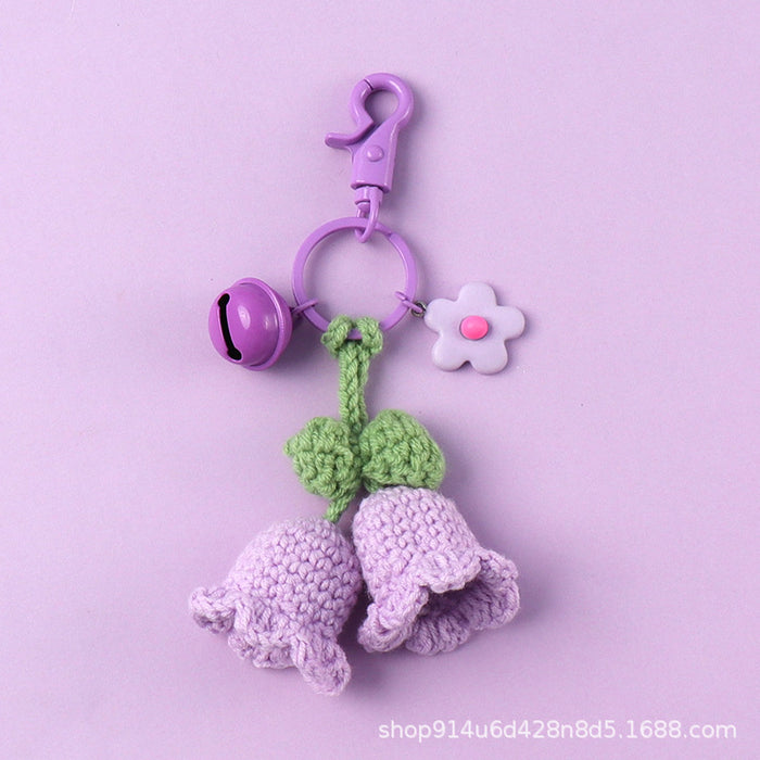 Wholesale bluebell wool knitted flower keychain JDC-KC-CYa007