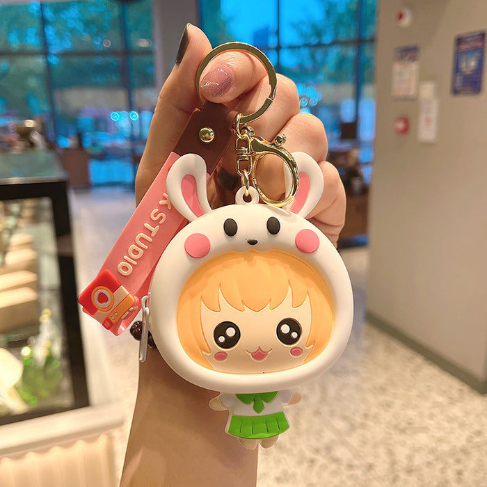 Wholesale Cartoon Silicone Coin Purse Keychain JDC-KC-JCai013