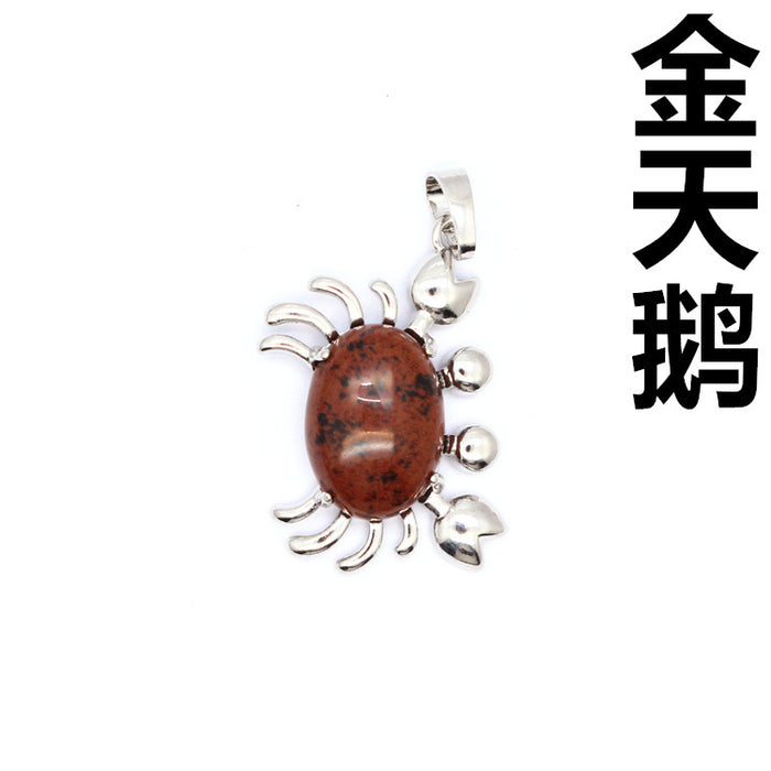 Wholesale necklace titanium steel small crab small pendant purple agate MOQ≥2 JDC-NE-Jinshe005