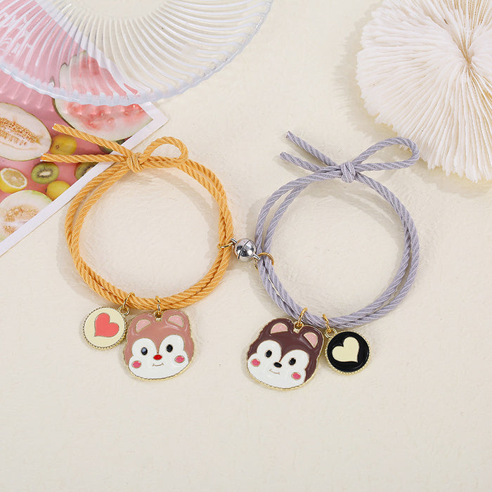 Wholesale Rubber Band Rope Magnet Attract Couple Bracelet Pair JDC-BT-ZiR009