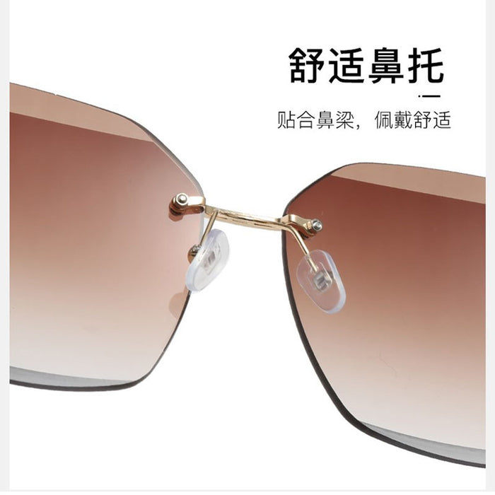 Wholesale Polygon Ocean Lenses Rimless Cut Edge Sunglasses MOQ≥2 JDC-SG-BoL004