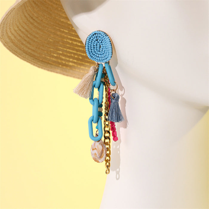 Wholesale Earrings Alloy Acrylic Bohemian Flowers Tassels JDC-ES-GuTe024