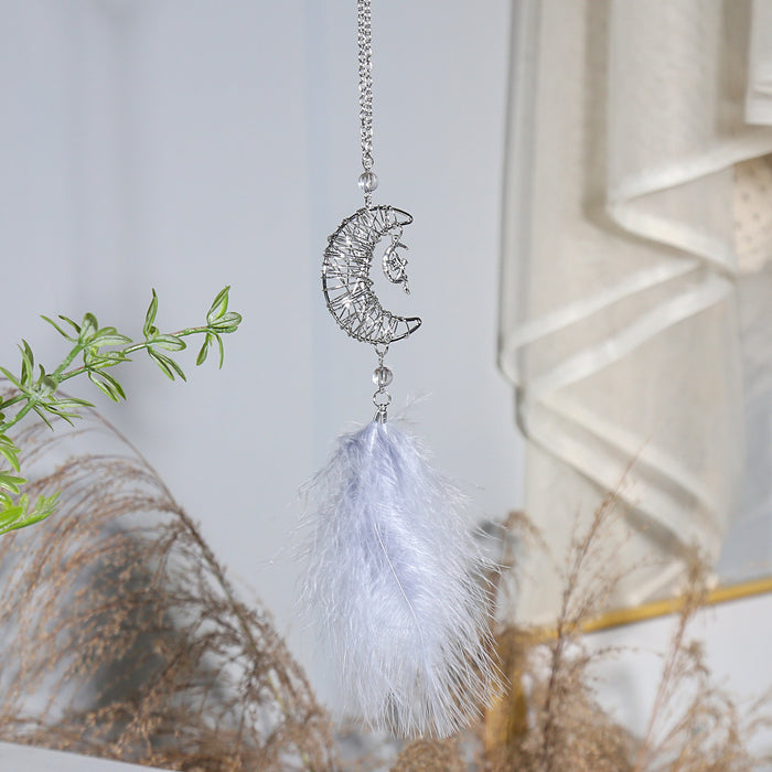 Wholesale Hand Winding Car Pendant Hollow Five Star Moon Dream Catcher  MOQ≥2 JDC-DC-BGM002