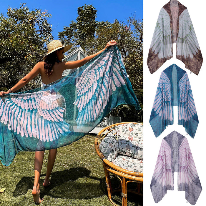 Jewelry WholesaleWholesale Beach Women Printed Wings Beach Towel Sun Protection JDC-SW-CYI010 Swimwear 潮意 %variant_option1% %variant_option2% %variant_option3%  Factory Price JoyasDeChina Joyas De China