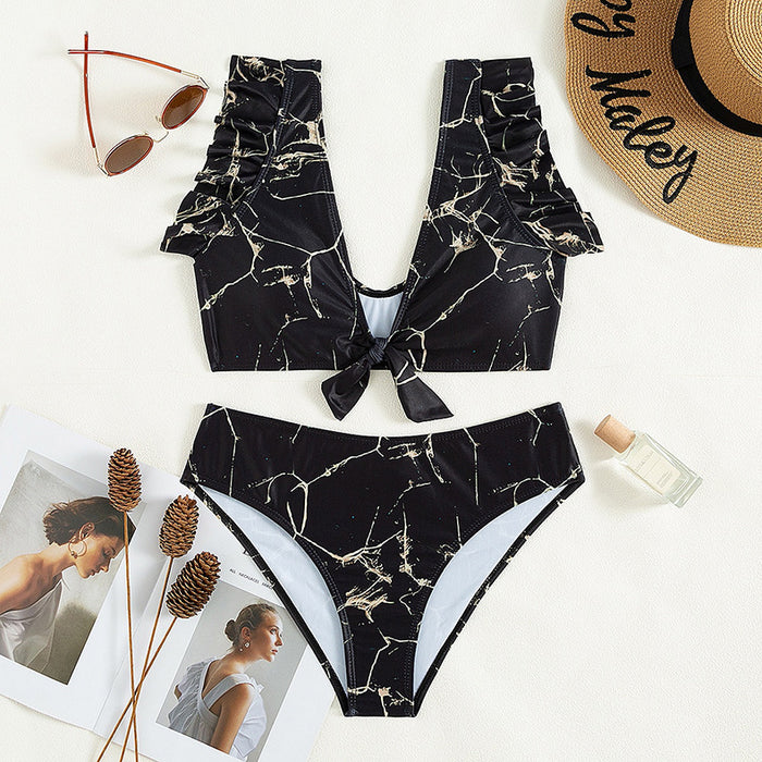 Jewelry WholesaleWholesale ruffles with wide shoulder straps bow straps with open print split swimsuit JDC-SW-CZAL009 Swimwear 曹庄奥浪 %variant_option1% %variant_option2% %variant_option3%  Factory Price JoyasDeChina Joyas De China