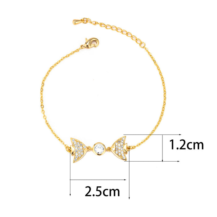 Wholesale Bracelet Copper Zircon Small Fish Adjustable MOQ≥2 JDC-BT-mingY006