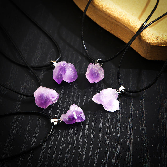 Jewelry WholesaleWholesale natural amethyst stone cluster gravel lavender amethyst necklace 5 strips JDC-NE-F041 Necklaces 韩之尚 %variant_option1% %variant_option2% %variant_option3%  Factory Price JoyasDeChina Joyas De China