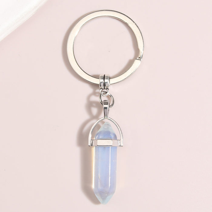 Wholesale Keychain Metal Crystal Hexagon Pillar MOQ≥2 JDC-KC-XiangH015