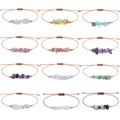 Jewelry WholesaleWholesale Irregular Crushed Stone Raw Stone Braided Wax Wire Bracelet MOQ≥5 JDC-BT-QiuX004 Bracelet 秋萱 %variant_option1% %variant_option2% %variant_option3%  Factory Price JoyasDeChina Joyas De China