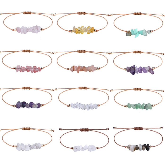 Jewelry WholesaleWholesale Irregular Crushed Stone Raw Stone Braided Wax Wire Bracelet MOQ≥5 JDC-BT-QiuX004 Bracelet 秋萱 %variant_option1% %variant_option2% %variant_option3%  Factory Price JoyasDeChina Joyas De China