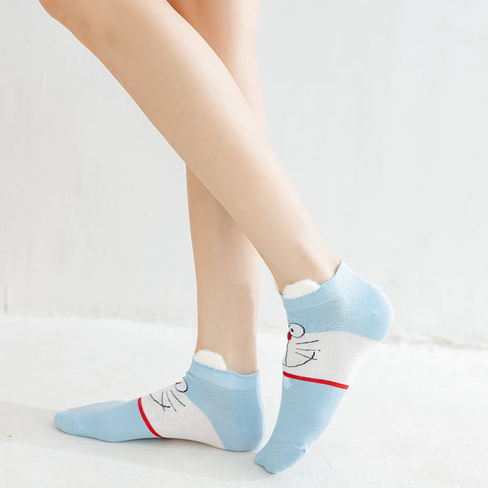 Wholesale socks summer cute cartoon personality three-dimensional ears light mouth blue boat socks JDC-SK-CYu011