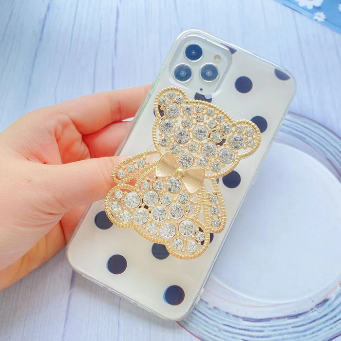 Wholesale Grip TPU Diamond Encrusted Diamond Bear MOQ≥2 JDC-PS-HWei002