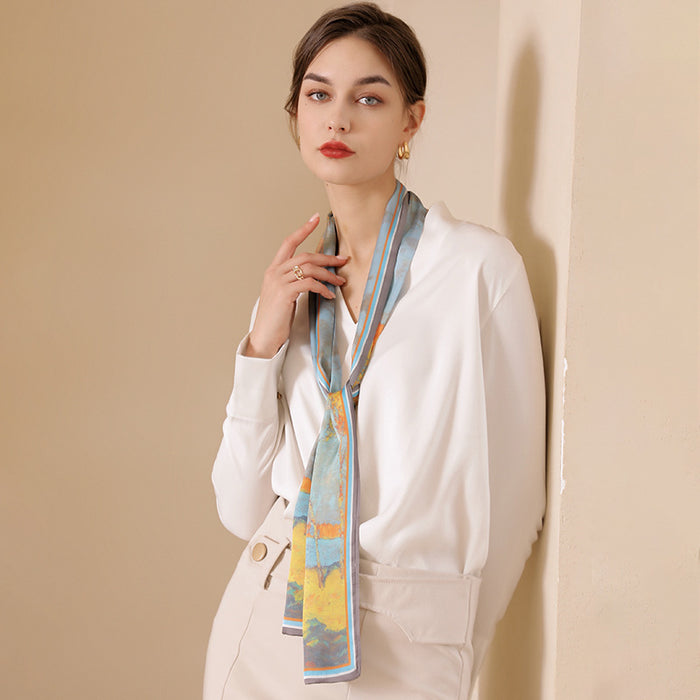 Jewelry WholesaleWholesale Long Printed Simulated Silk Ribbon Small Scarf MOQ≥2 JDC-SS-SYue001 Silk Scarf 丝悦 %variant_option1% %variant_option2% %variant_option3%  Factory Price JoyasDeChina Joyas De China