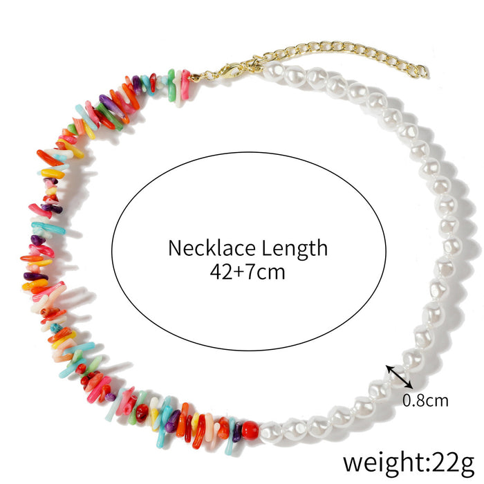 Wholesale Crystal Pendant Clavicle Chain Summer Color Rice Beads Crystal Pearl Necklace JDC-NE-JiaYi006