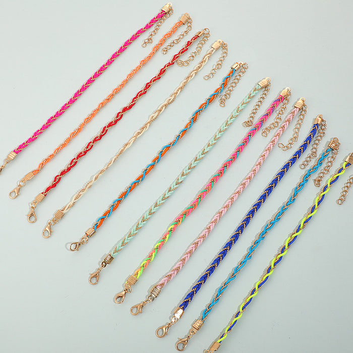 Wholesale Ethnic Wind Braided Twist Color Cord Anklets Single MOQ≥2 JDC-AS-MoM001