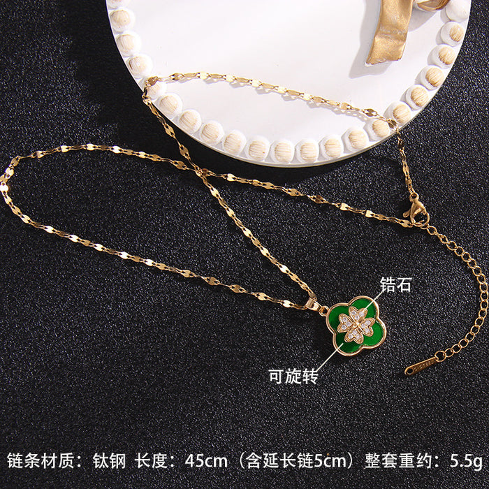 Jewelry WholesaleWholesale Rotating Flower Copper Titanium Steel Zircon Necklace JDC-NE-RongS006 Necklaces 荣硕 %variant_option1% %variant_option2% %variant_option3%  Factory Price JoyasDeChina Joyas De China