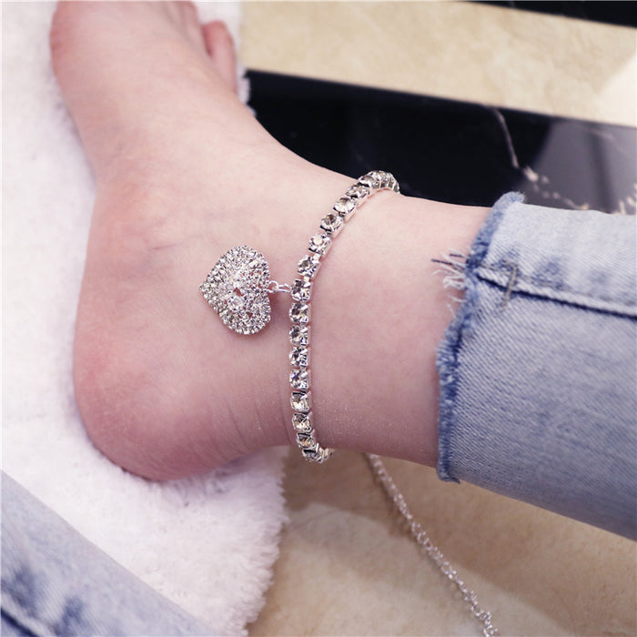 Wholesale Crystal Heart Rhinestone Anklet JDC-AS-JiaZ007