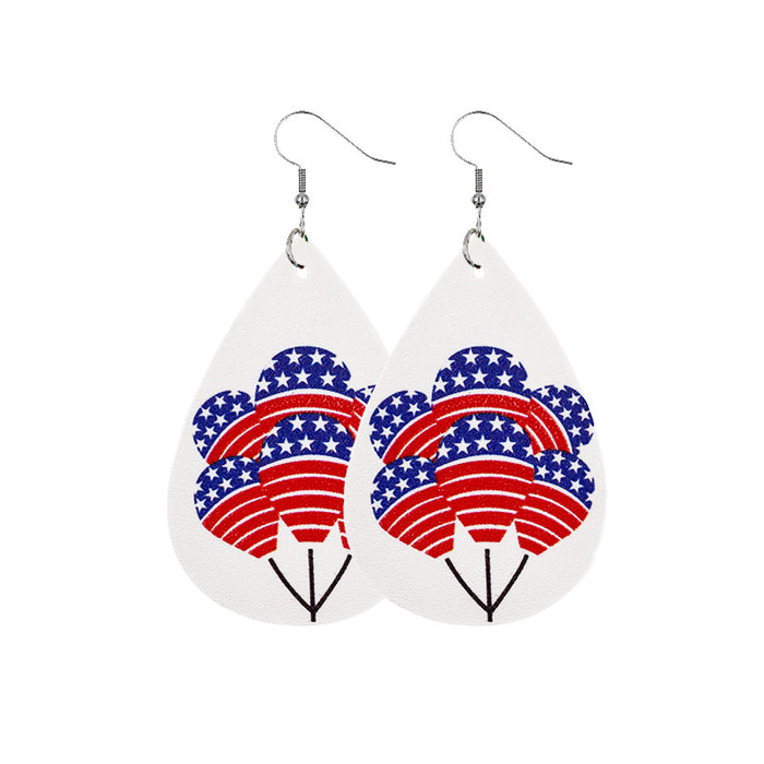 Wholesale 4th of July Independence Day Leather Earrings Flag Double Sided Printed Leather JDC-ES-Chengy021