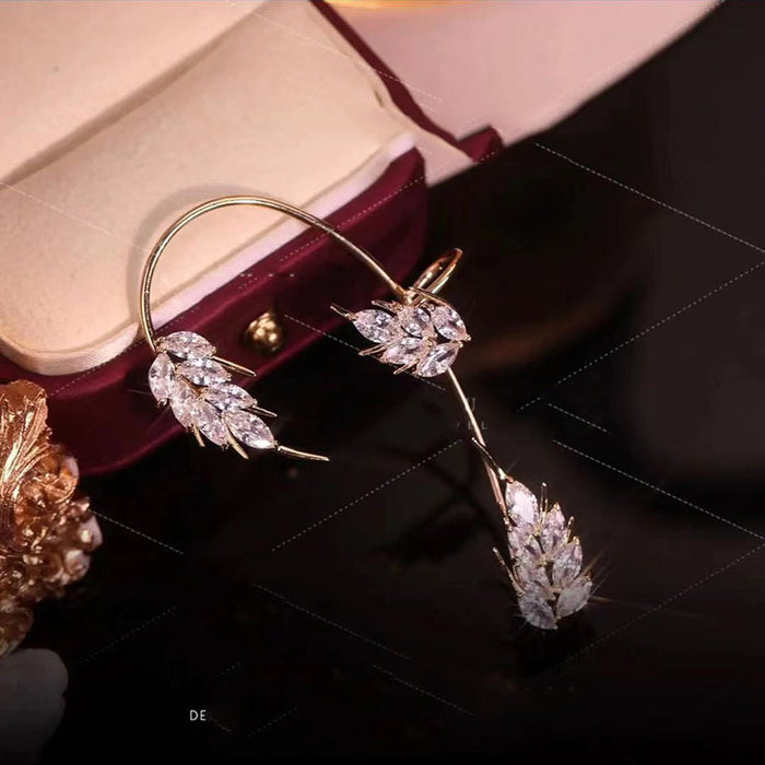 Wholesale wheat ear earrings without pierced super flash zircon ear clip JDC-ES-Xinx002