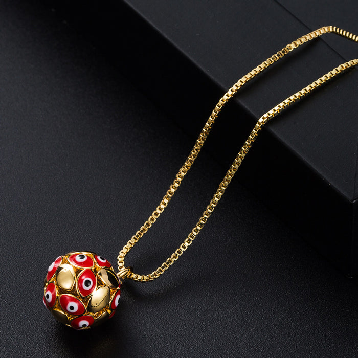 Jewelry WholesaleWholesale Real Gold Drop Oil Geometric Spherical Devil's Eye Necklace JDC-NE-yiseng003 Necklaces 镱森 %variant_option1% %variant_option2% %variant_option3%  Factory Price JoyasDeChina Joyas De China