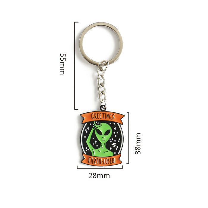 Wholesale Alien Slogan Rock Metal Keychain MOQ≥2 JDC-KC-XiuH008