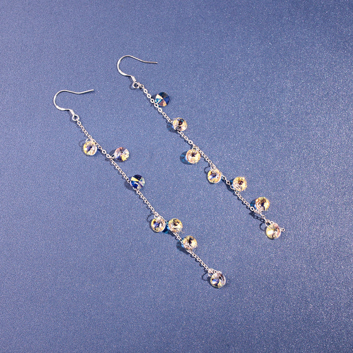 Wholesale UFO Glass Crystal Long Earrings Tassel JDC-ES-FanM001