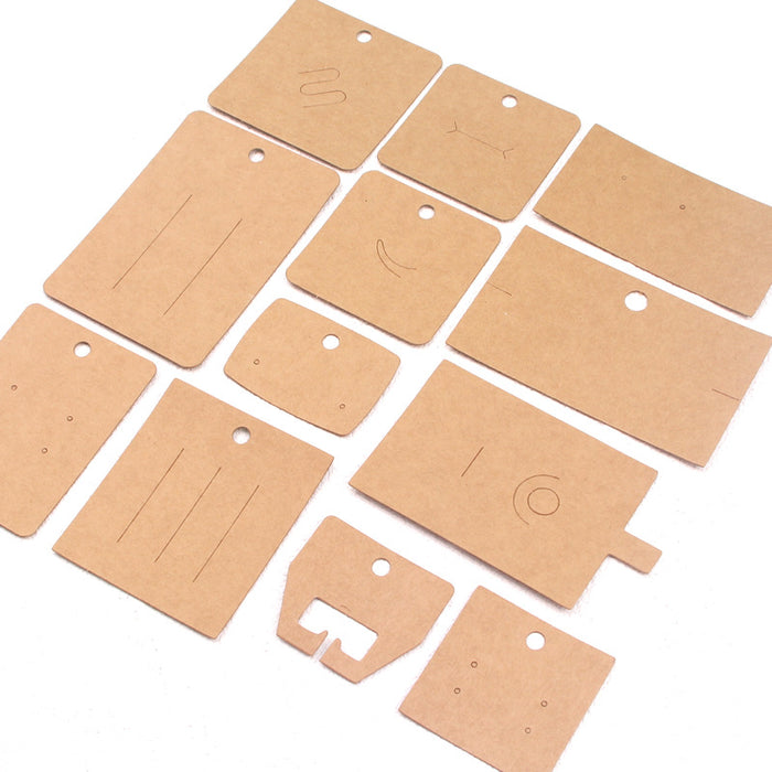 Wholesale 100 Blank Kraft Paper Earrings Bracelet Necklace Hairpin Jewelry Packaging Cards JDC-JP-GeS001