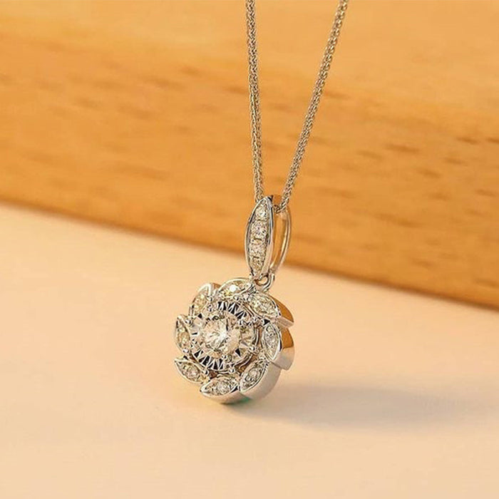 Wholesale Flower Zircon Necklace long necklace MOQ≥2 JDC-NE-CaoS044