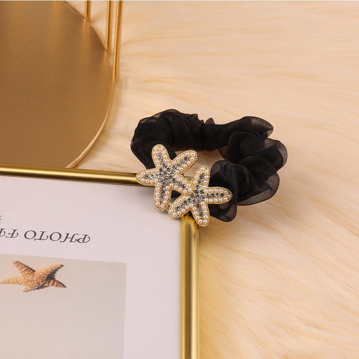 Jewelry WholesaleWholesale alloy rhinestones eugen yarn double starfish hair rope JDC-HS-DouY006 Hair Scrunchies 豆毓 %variant_option1% %variant_option2% %variant_option3%  Factory Price JoyasDeChina Joyas De China