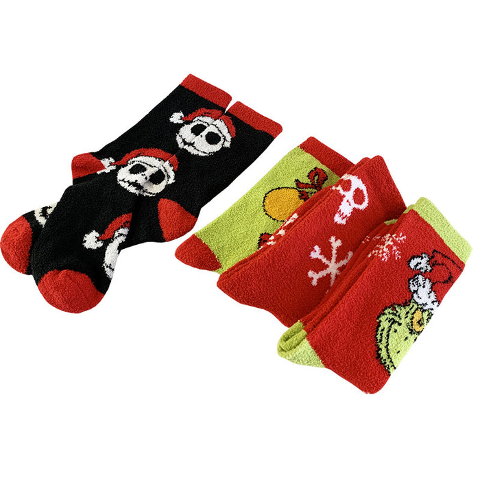 Wholesale Sock Coral Fleece Medium Tube Breathable Sweat-absorbent Christmas JDC-SK-YiYan029