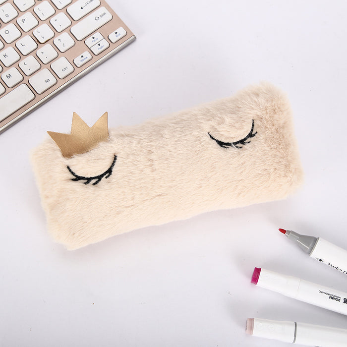 Wholesale Pen Bag Plush Cartoon Crown Pencil Storage Bag MOQ≥2 JDC-PC-FaMi002