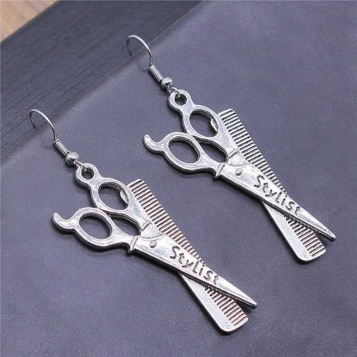 Wholesale Stylist Scissor Alloy Earrings MOQ≥2 JDC-ES-Caitao008