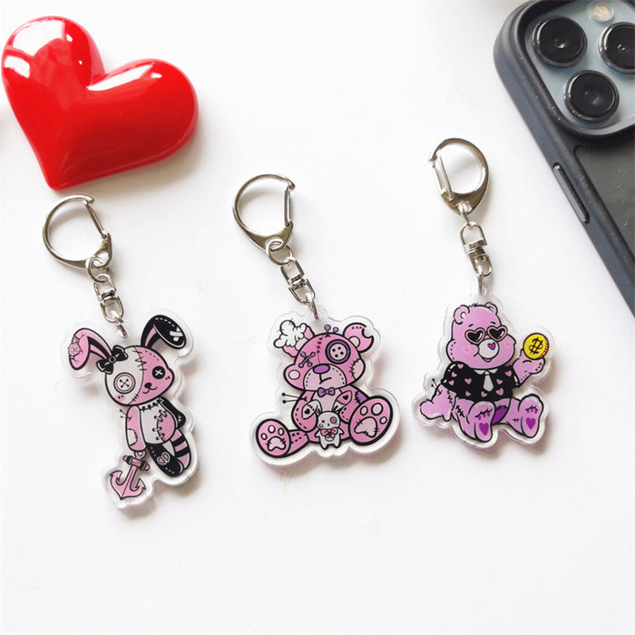 Wholesale Keychains For Backpacks Rainbow Bear Keychain Acrylic Decorative Cute Carebears Keychain MOQ≥2 JDC-KC-FPai005