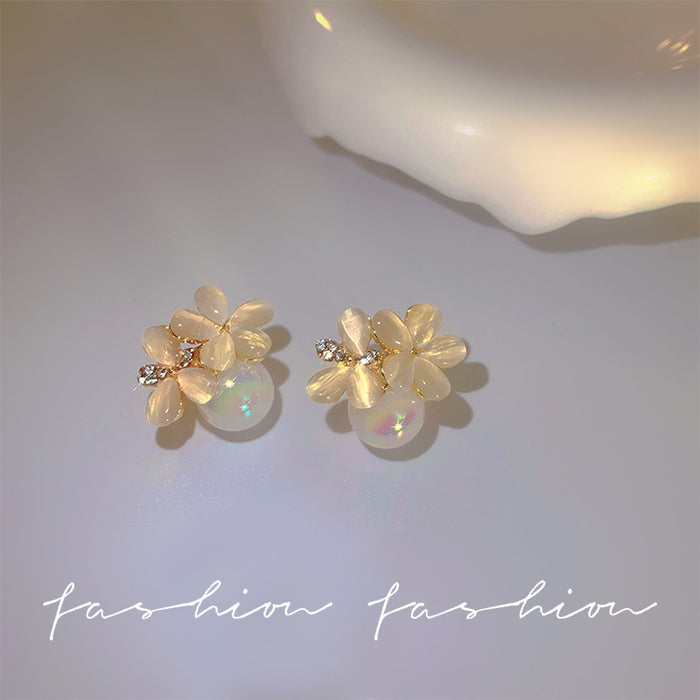 Wholesale Earrings Alloy Opal Flower Pearls JDC-ES-PD002