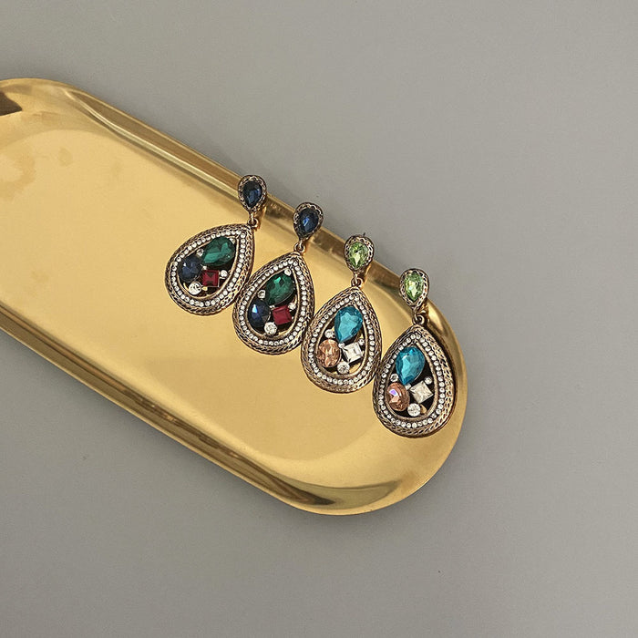 Pendientes de diamantes de agua de agua vintage al por mayor JDC-ES-Lium053