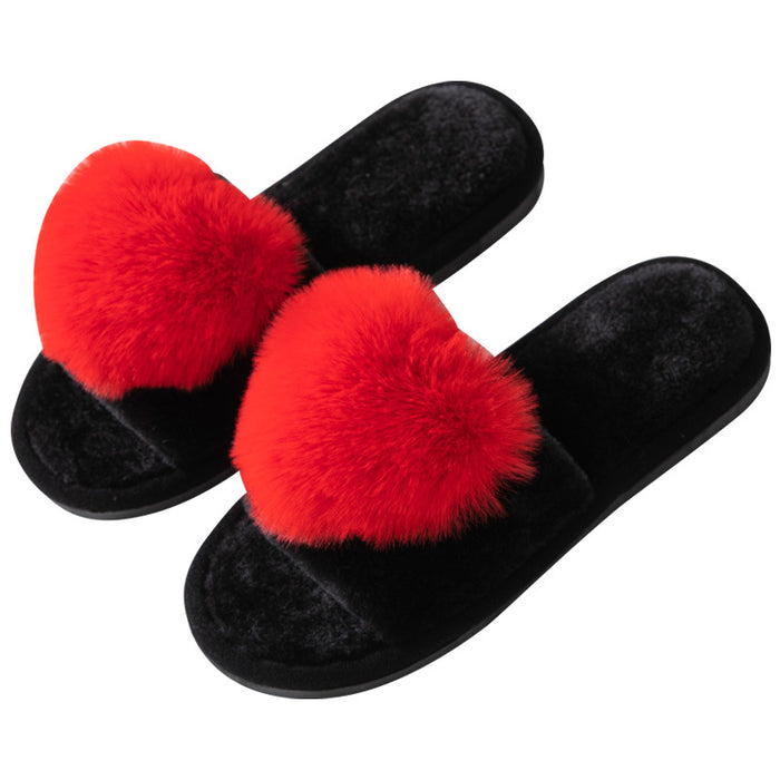 Wholesale love open furry open toe four seasons open cotton slippers JDC-SP-BaoX001