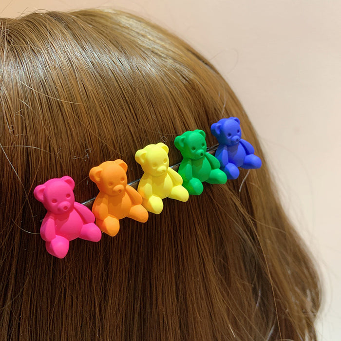 Wholesale Youth Vitality Fluorescent Color Rainbow Candy Broken Hair Side Clip JDC-HC-Mer001