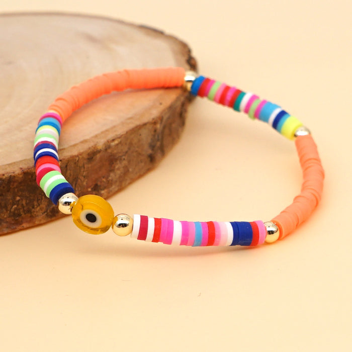 Jewelry WholesaleWholesale Bohemian Beach Style Soft Pottery Multicolor Glass Eye Bead Bracelet JDC-BT-JBH006 Bracelet 怪我咯 %variant_option1% %variant_option2% %variant_option3%  Factory Price JoyasDeChina Joyas De China