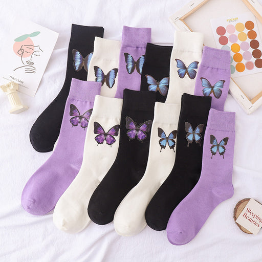 Jewelry WholesaleWholesale Hot Stamping Colorful Butterfly Cotton Women's Socks JDC-SK-XiaoYi004 Sock 小蚁 %variant_option1% %variant_option2% %variant_option3%  Factory Price JoyasDeChina Joyas De China